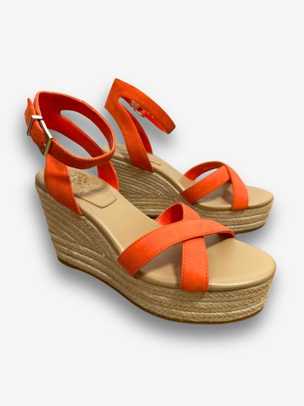 Vince Camuto Orange Platform Wedge Sandals Ankle Strap Summer Vacation Size 8